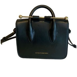 Strathberry Nano Tote - Black leather mini bag crossbody